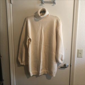 Off-white Balloon Sleeve, Turtleneck Sweater Dress